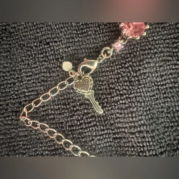 Betsey Johnson Pink Crystal Bows Jewel Gold Cupcake Stone Necklace - Picture 4 of 6